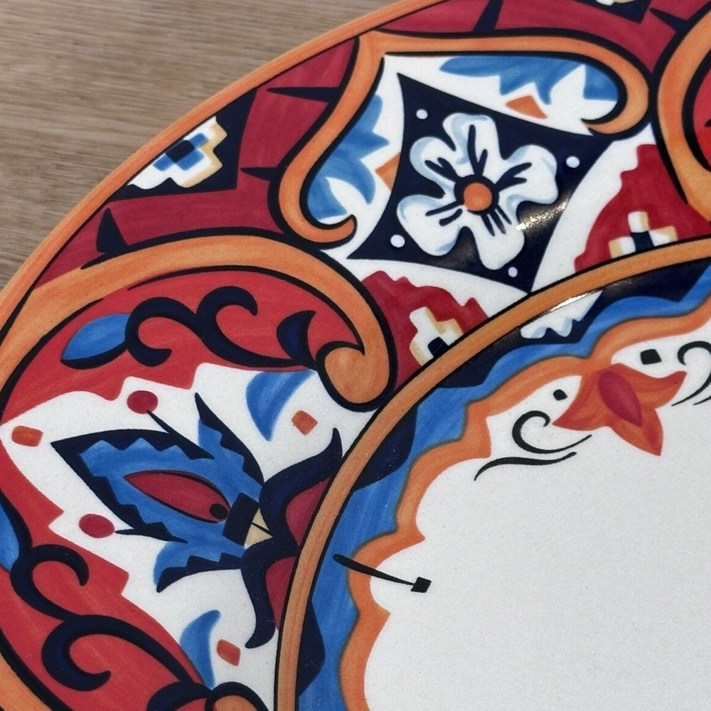 Pier 1 Imports Karina Tile Dinner Plate 11" Earthenware Mediterranean Orange